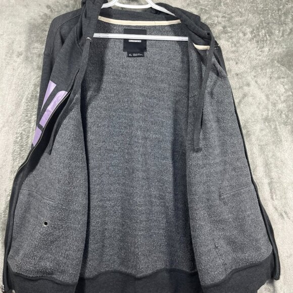 Burton Hoodie Mens Size XL Gray Purple Vertical Full-Zip Snowboard Cotton Y2K - Picture 7 of 12